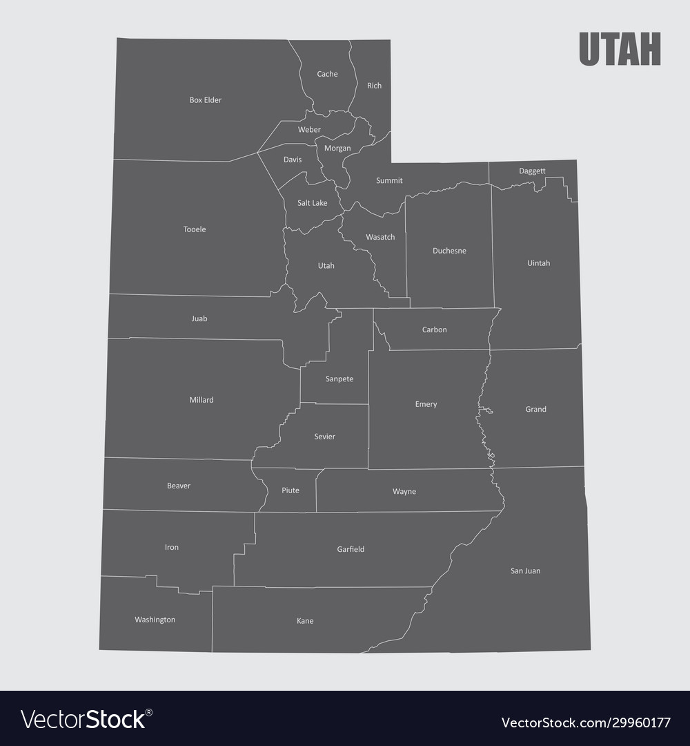 Utah counties map Royalty Free Vector Image - VectorStock