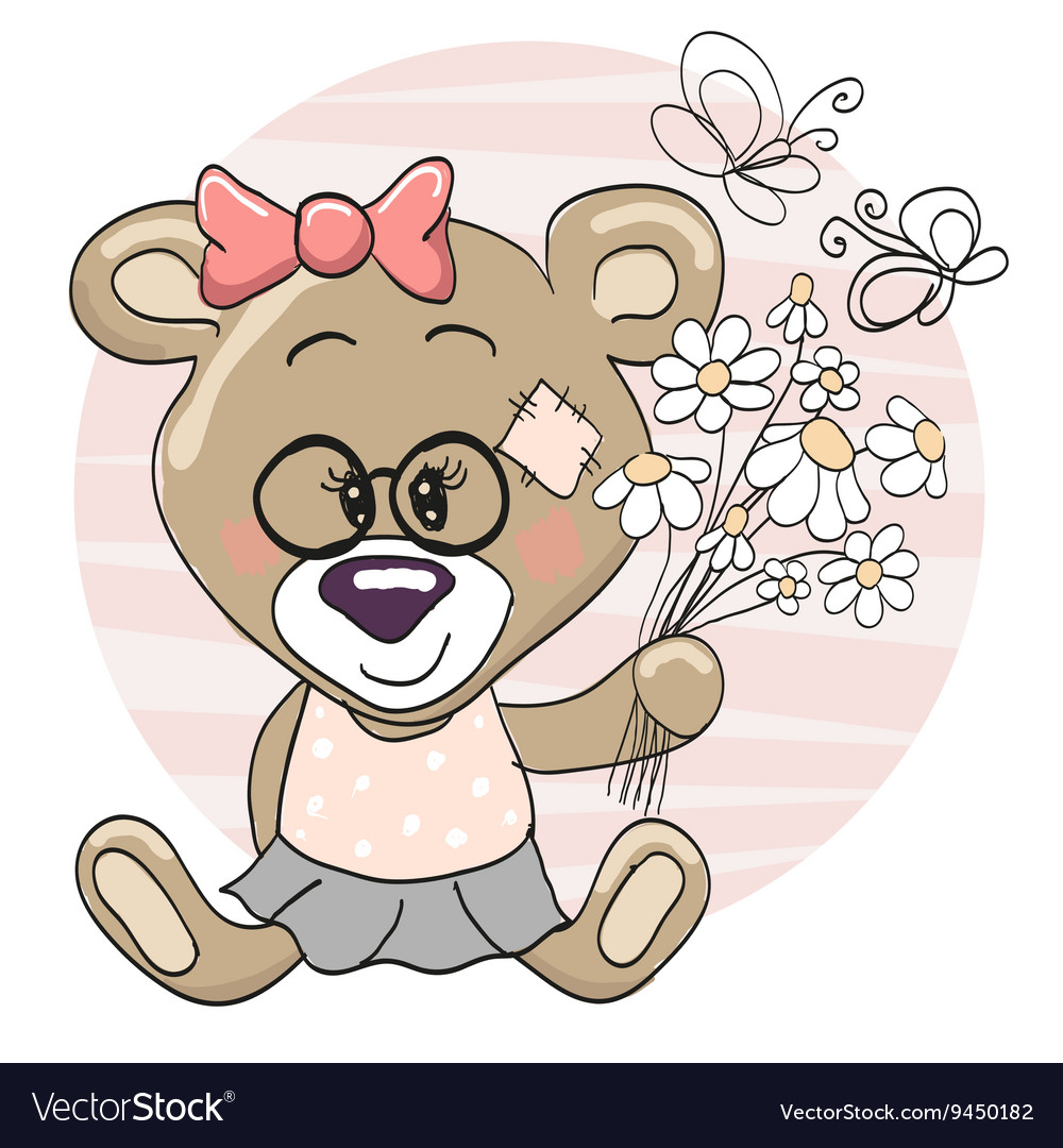 Bear with flowers Royalty Free Vector Image - VectorStock