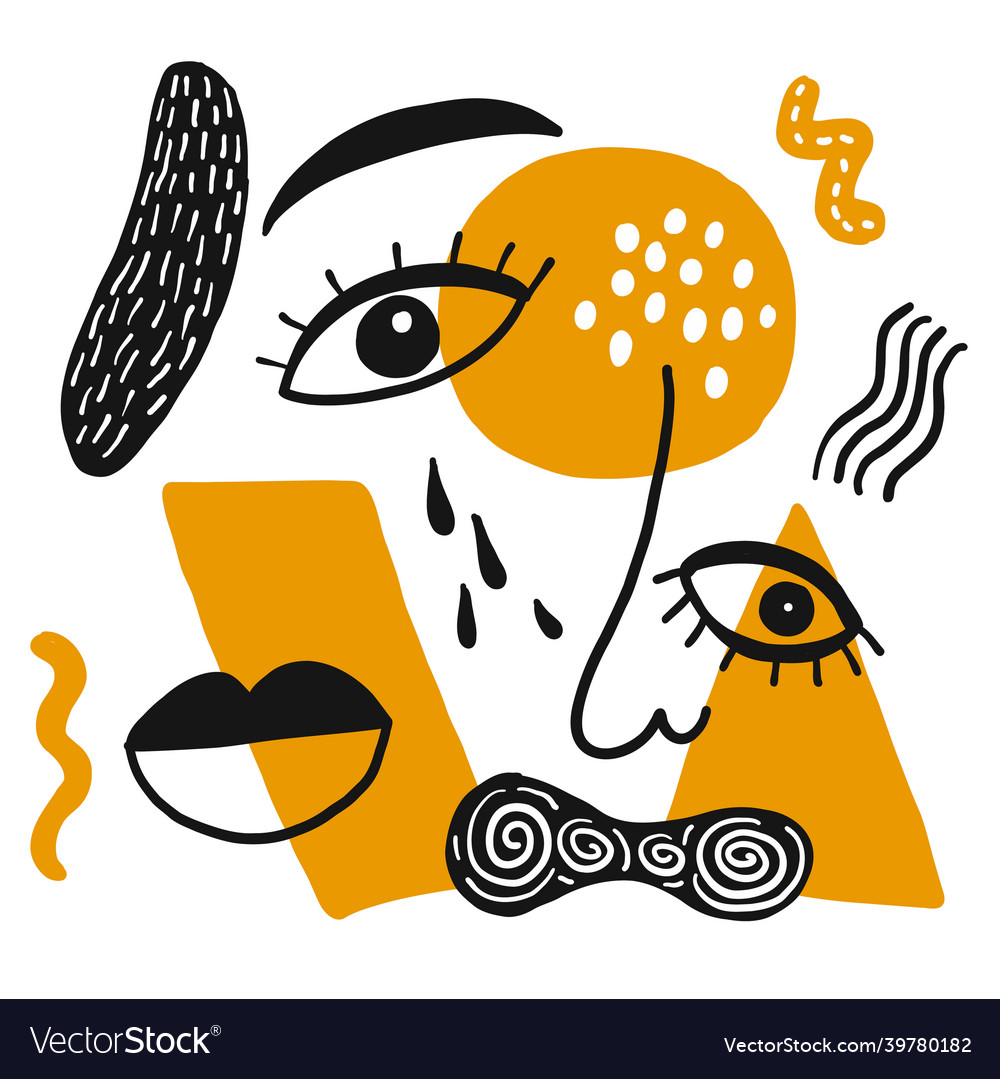 Drawing eye nose mouth vector image Drawing eye nose mouth