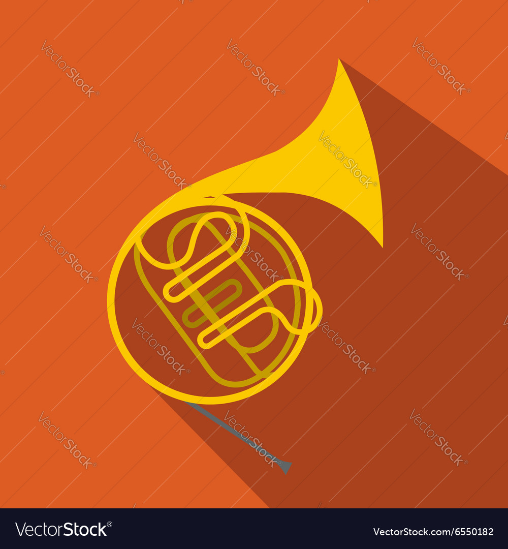 French horn flat icon Royalty Free Vector Image