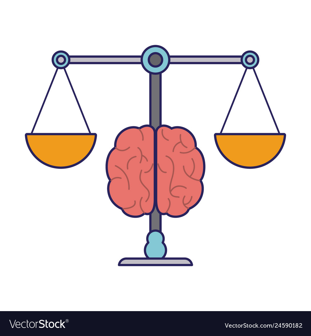 Justice balance and brain symbol Royalty Free Vector Image