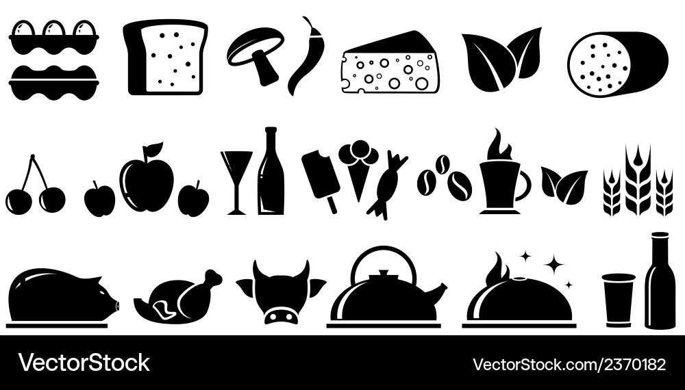 Set food isolated objects Royalty Free Vector Image