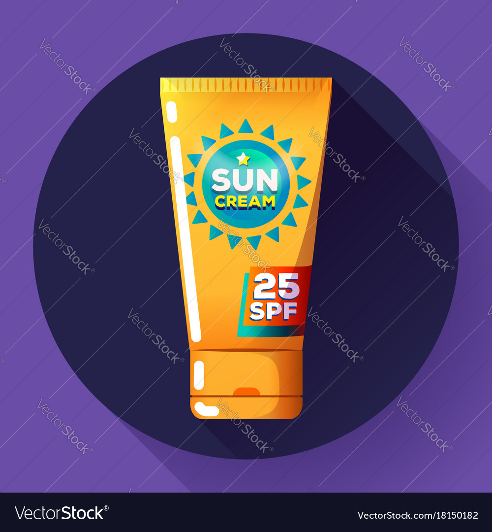 Sunscreen cream icon flat Royalty Free Vector Image