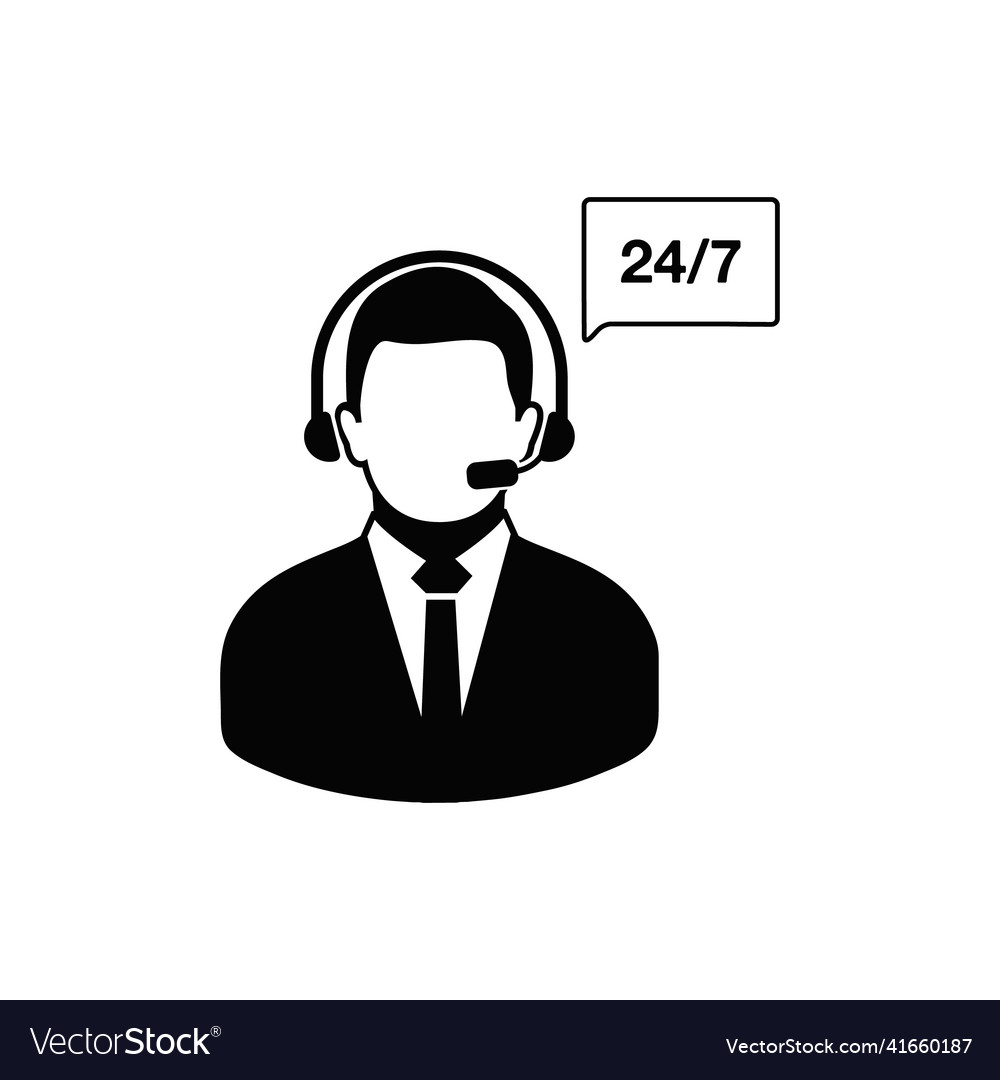 247 customer service icon flat style eps vector image