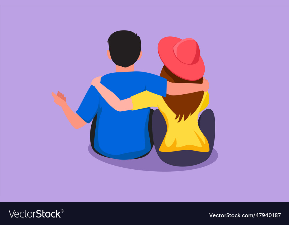 Character Flat Drawing Back View Of Romantic Vector Image