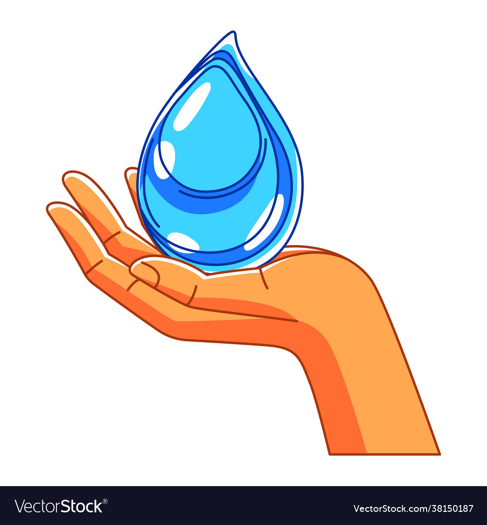 Hand Holding Water Drop Ecology Royalty Free Vector Image