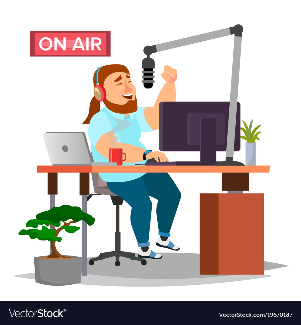 Radio Dj Modern Radio Station Studio On Royalty Free Vector