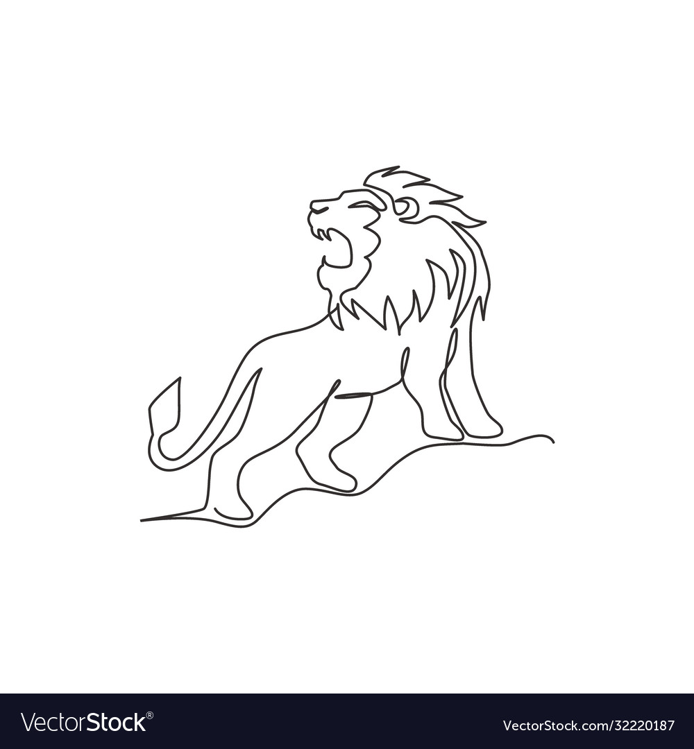 Single continuous line drawing elegant lion Vector Image