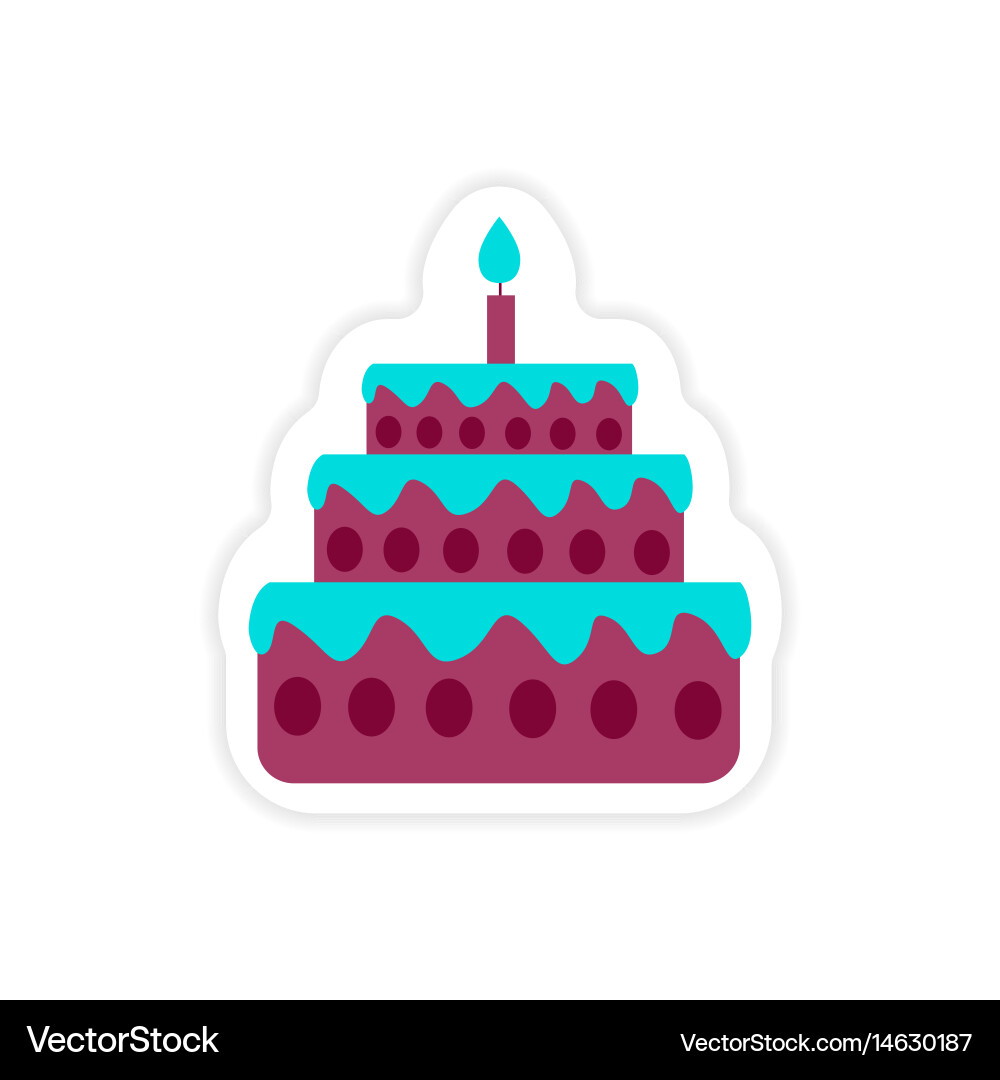 Stylish Paper Sticker On White Background Cake Vector Image