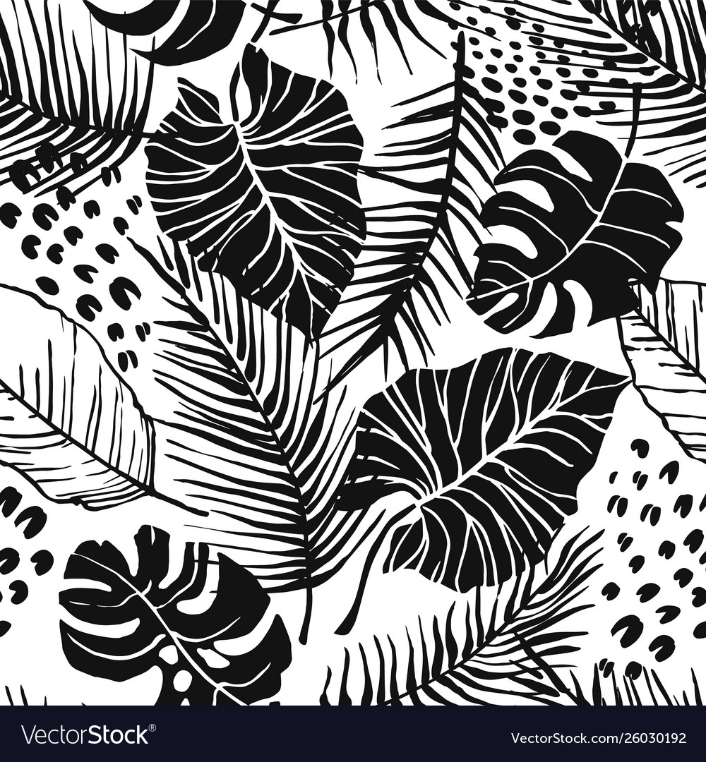 Abstract creative seamless pattern with tropical Vector Image