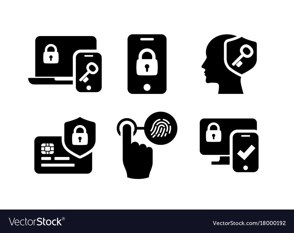 Authentication icons set 02 in black and white Vector Image