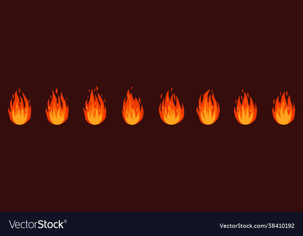 Fire animation burning bonfire or campfire torch Vector Image