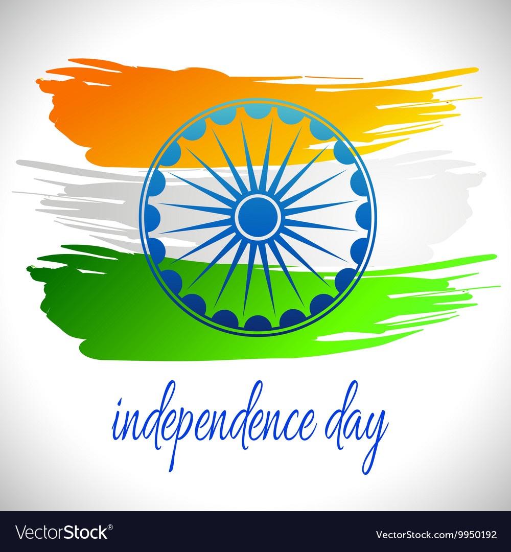 Happy india independence day postcard with ashoka Vector Image