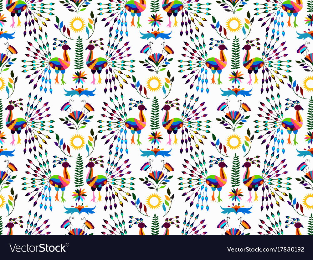 Otomi style seamless pattern Royalty Free Vector Image