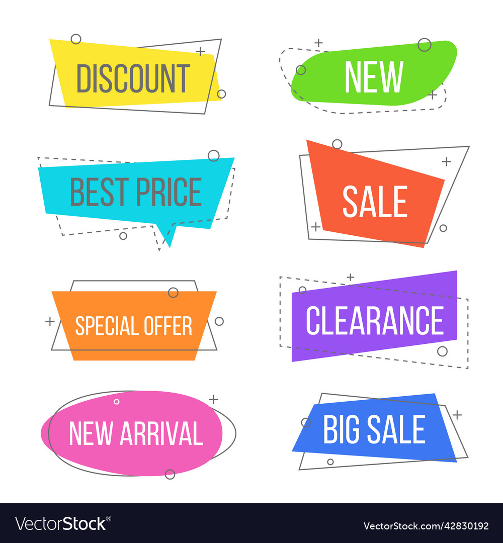 Set of flat colorful geometric banners vector image Set of flat colorful geometric banners