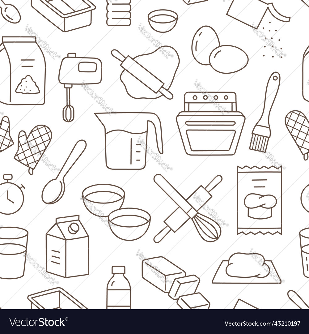 Baking doodle brown seamless pattern