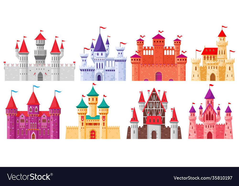 Cartoon medieval castles fairytale medieval Vector Image