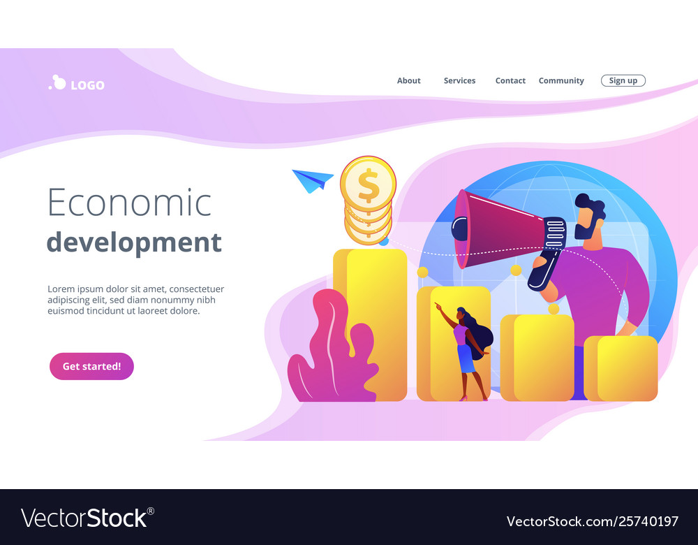 Economic development concept landing page Vector Image