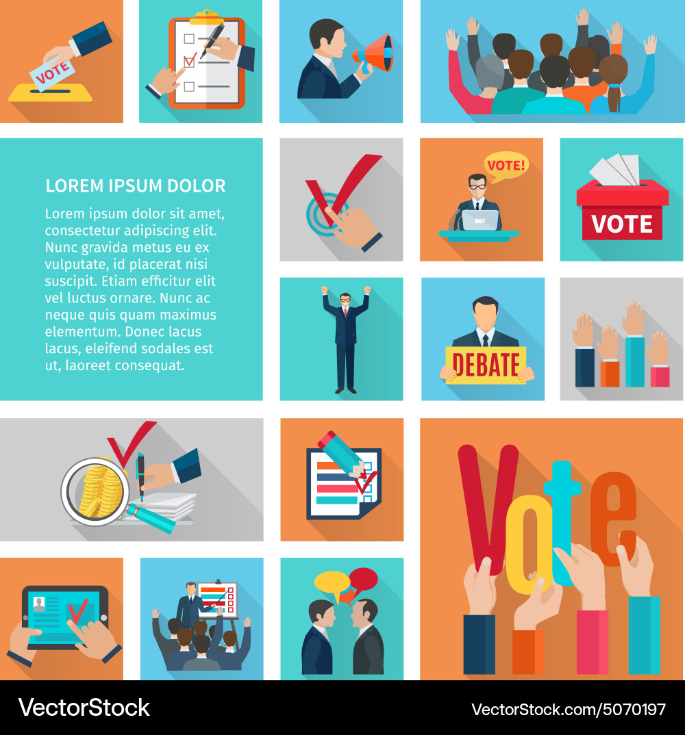 Elections flat icons set Royalty Free Vector Image