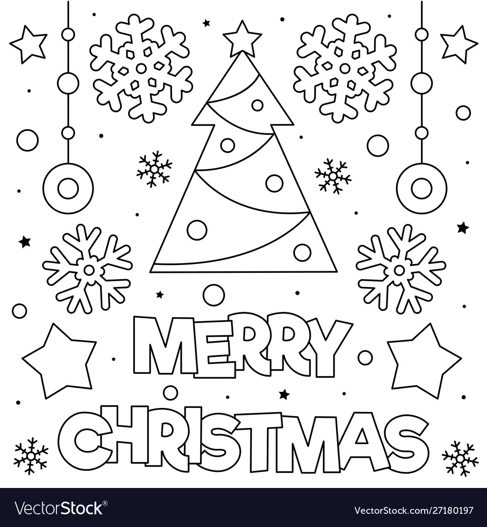 Merry christmas coloring page black and white Vector Image