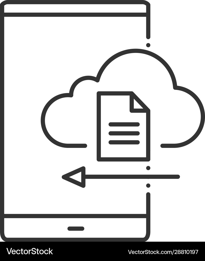 Smartphone cloud storage linear icon Royalty Free Vector