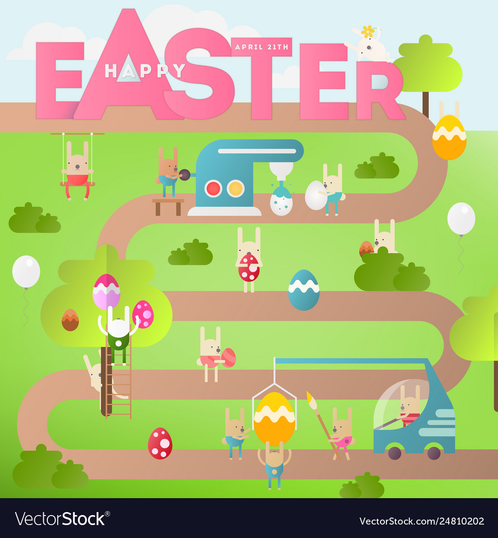 Easter egg hunt on park map Royalty Free Vector Image