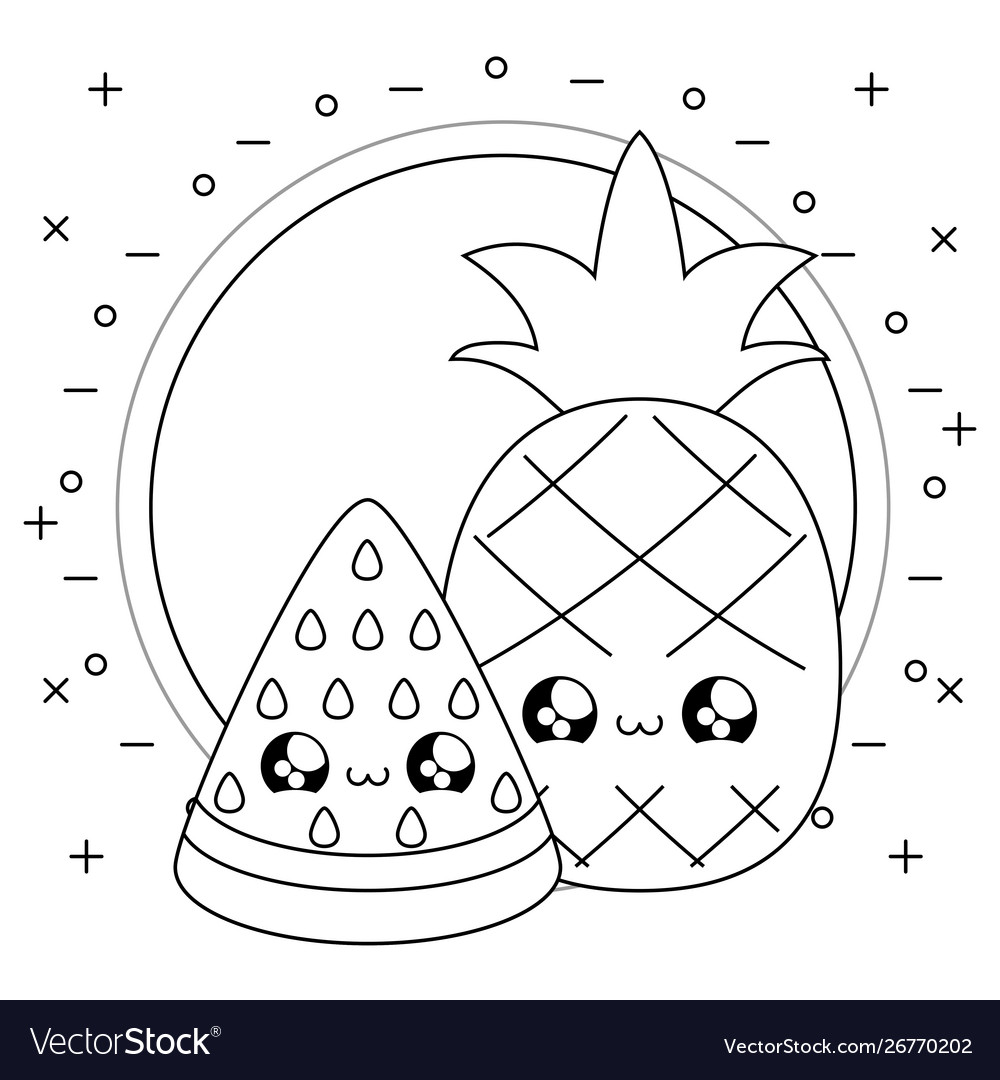 Fresh Healthy Pineapple With Watermelon Fruits Vector Image Download this premium vector about seamless pattern with cute pineapple and watermelon, and discover more than 10 million professional graphic resources on freepik. vectorstock