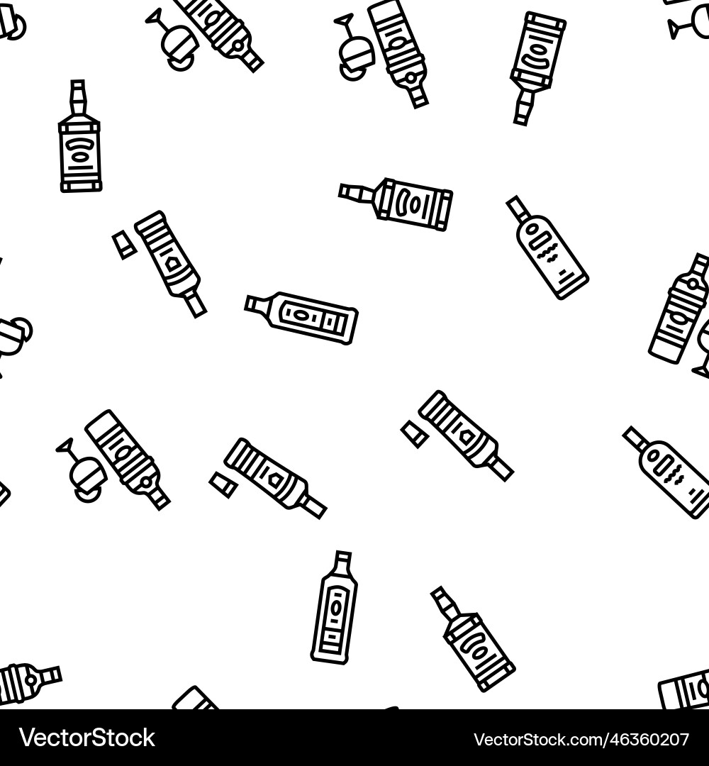 Alcohol bottle glass drink bar seamless Royalty Free Vector