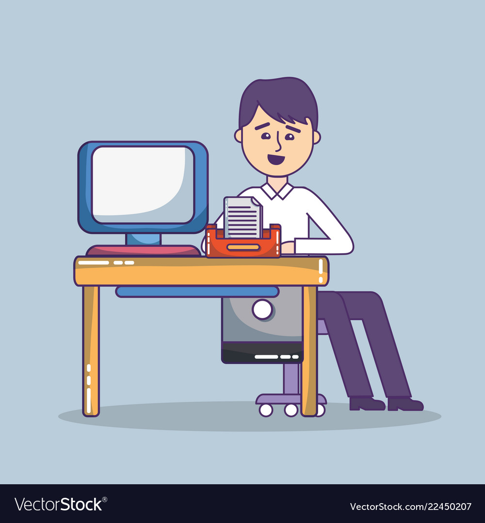 Business office employee workspace cartoon Vector Image