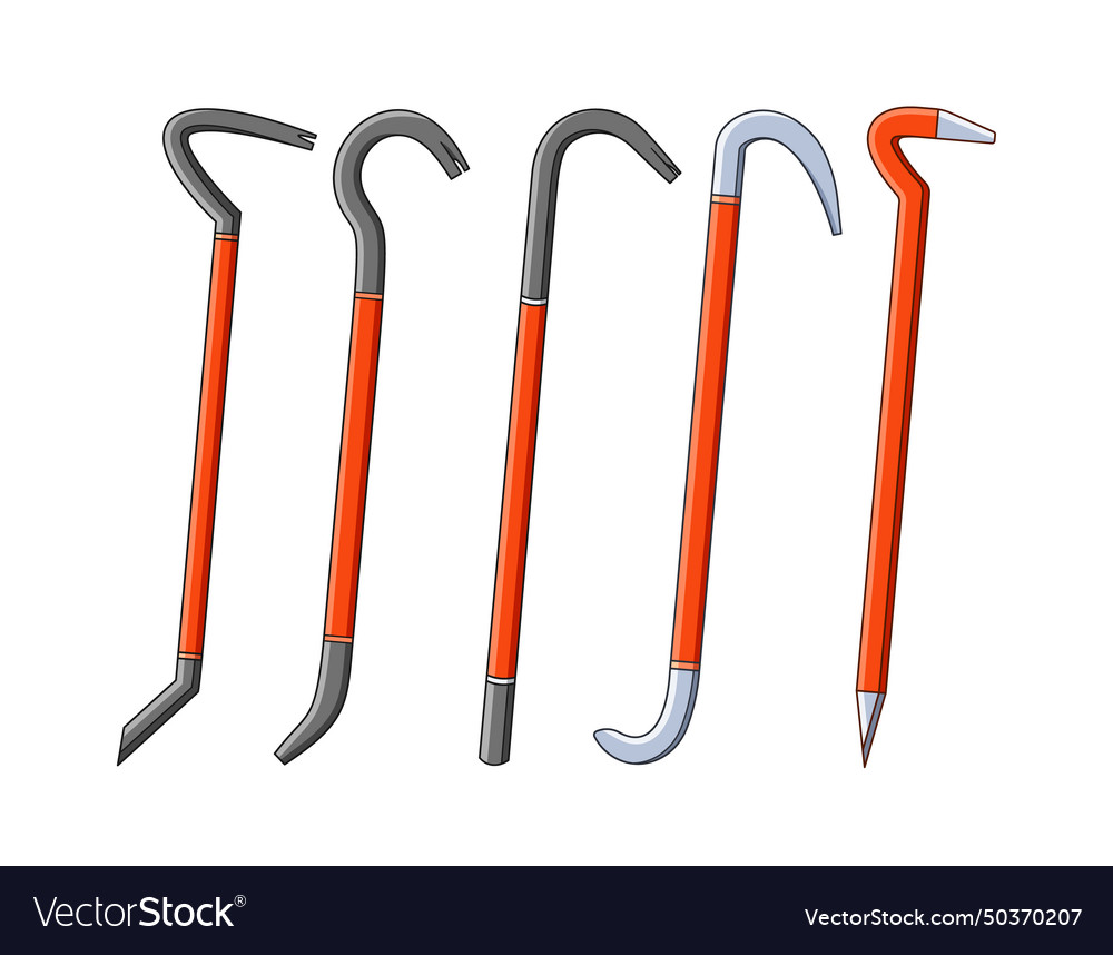 Crowbars isolated sturdy hand tools Royalty Free Vector