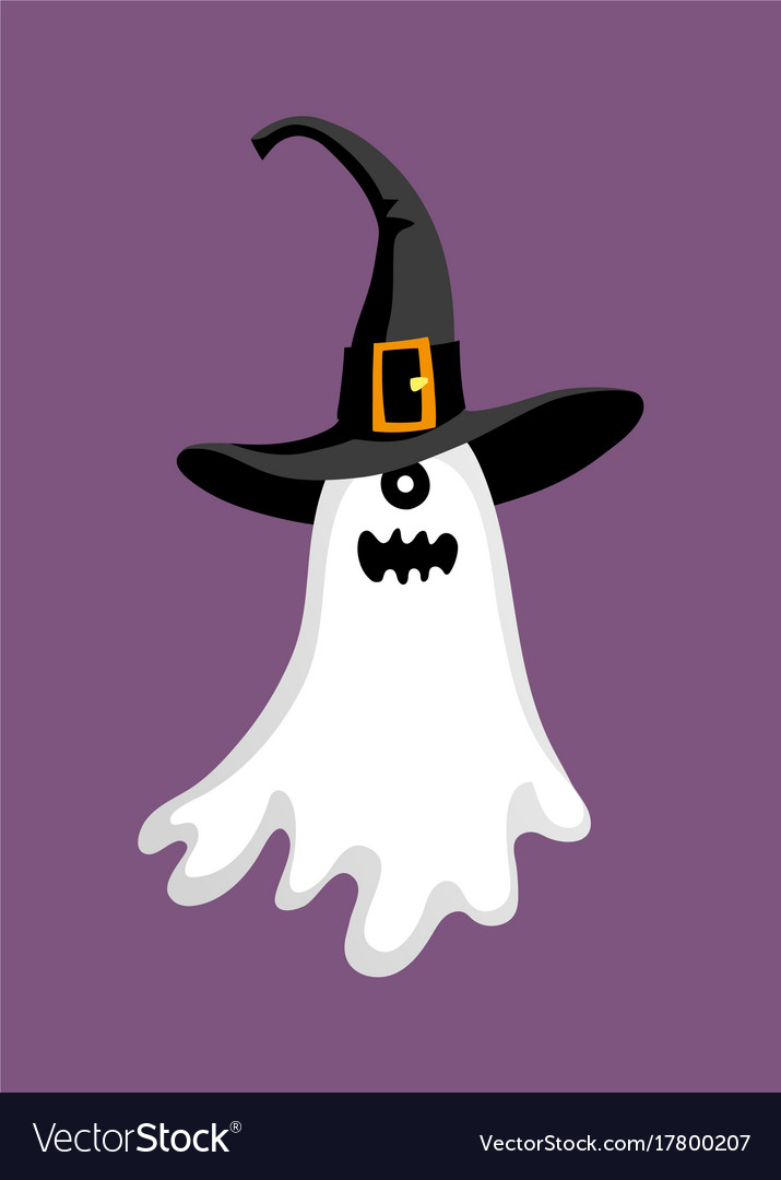 Cute Halloween Ghost In Hat Royalty Free Vector Image