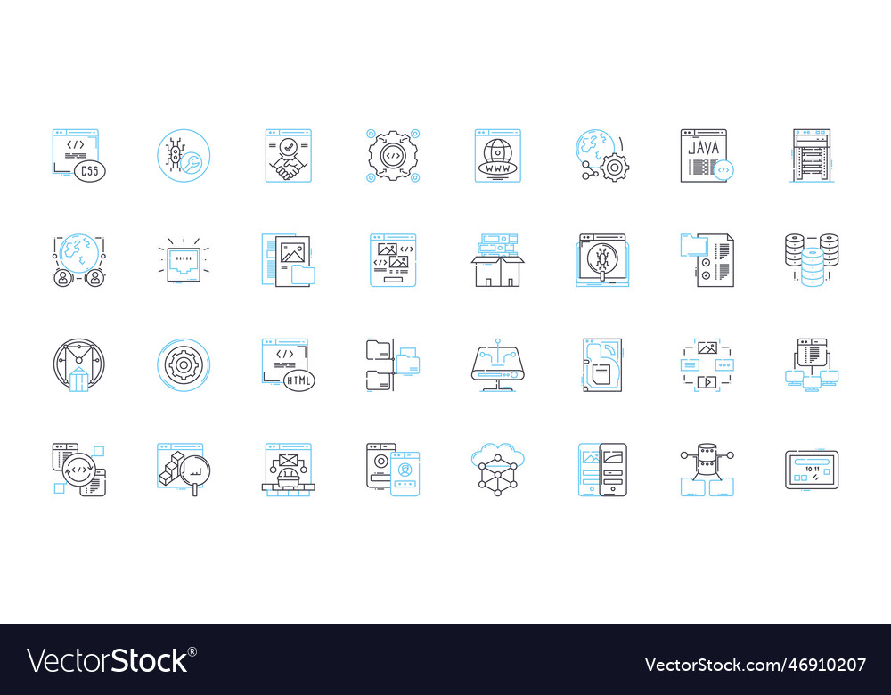 Virtual security linear icons set encryption