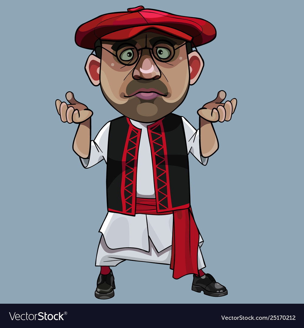 Cartoon funny man in national greek clothes Vector Image Cartoon funny man in national greek clothes Vector Image