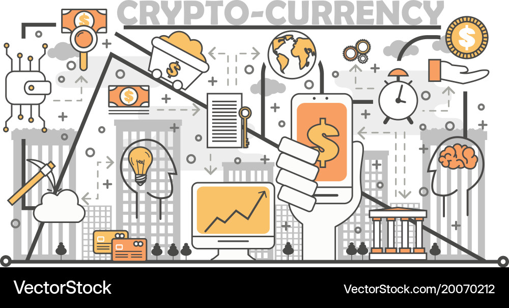 Cryptocurrency concept in flat Royalty Free Vector Image