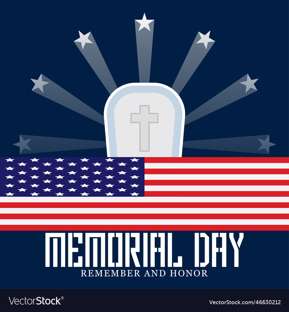 Memorial post design with symbol and flag Vector Image