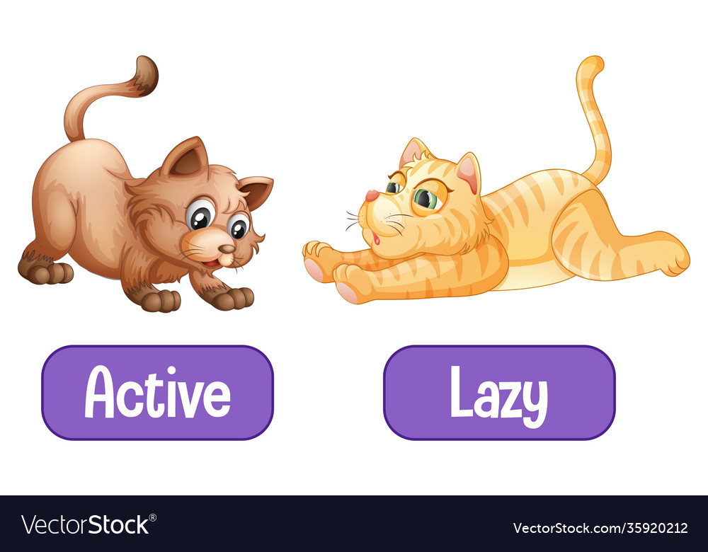 Opposite words with active and lazy