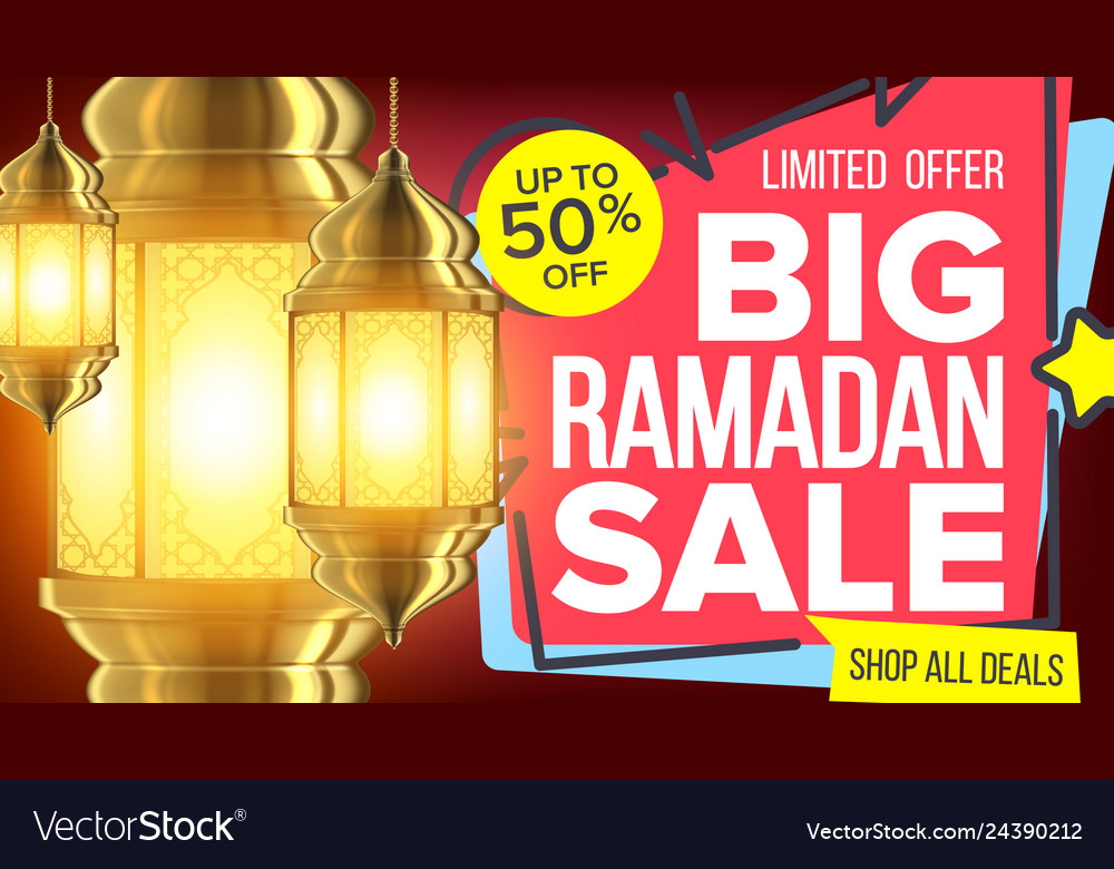 Ramadan Sale Banner Eid Background Offer Vector Image