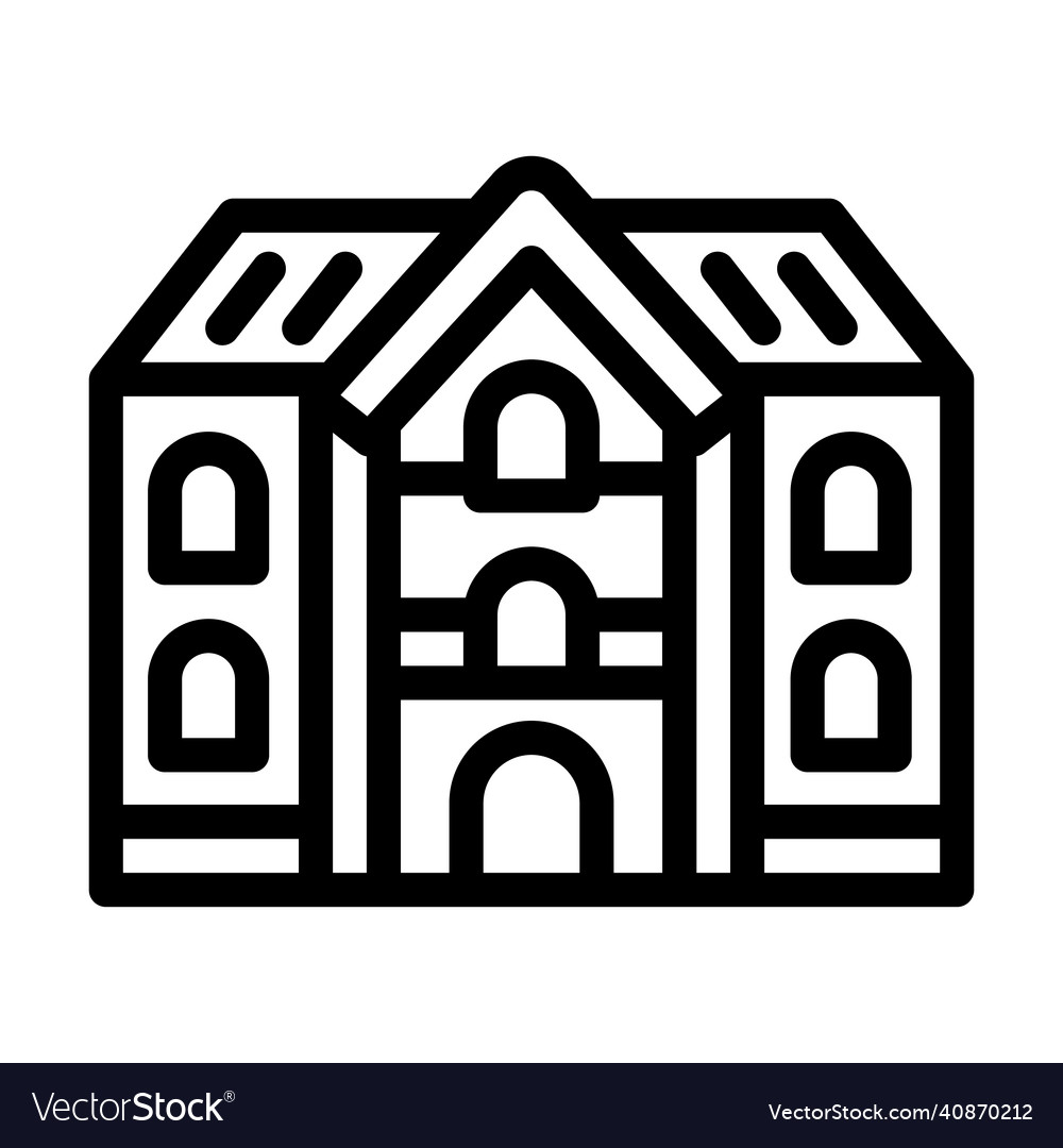 School Building Line Icon Royalty Free Vector Image