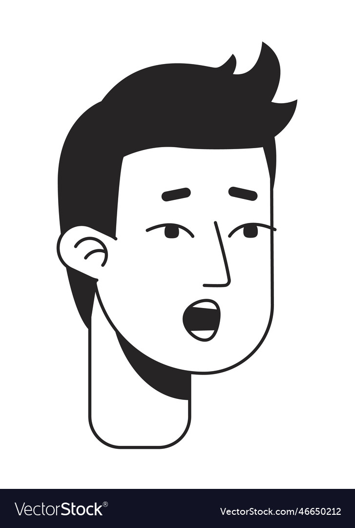 Young man showing surprise monochromatic flat Vector Image