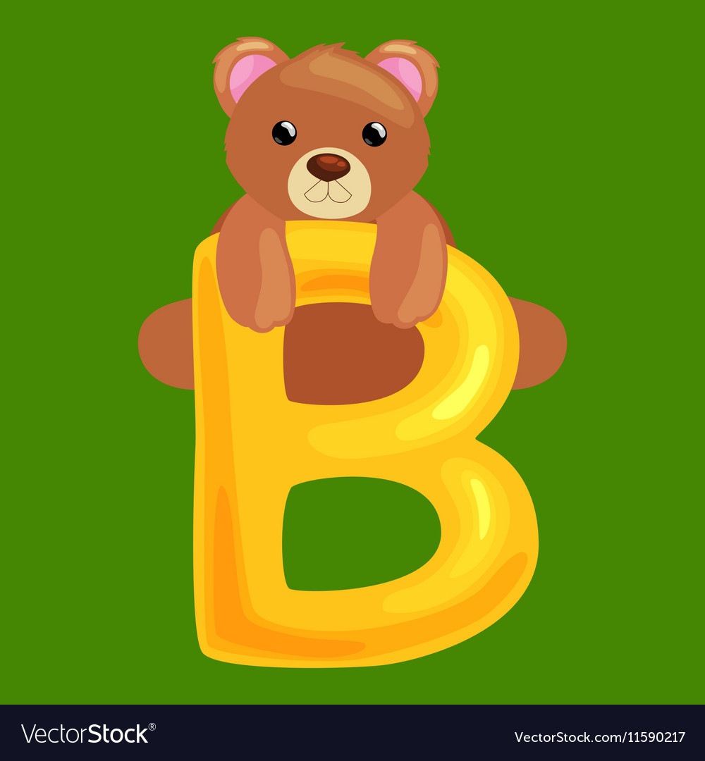 Bear Letter With Animal For Kids Abc Education Vector Image