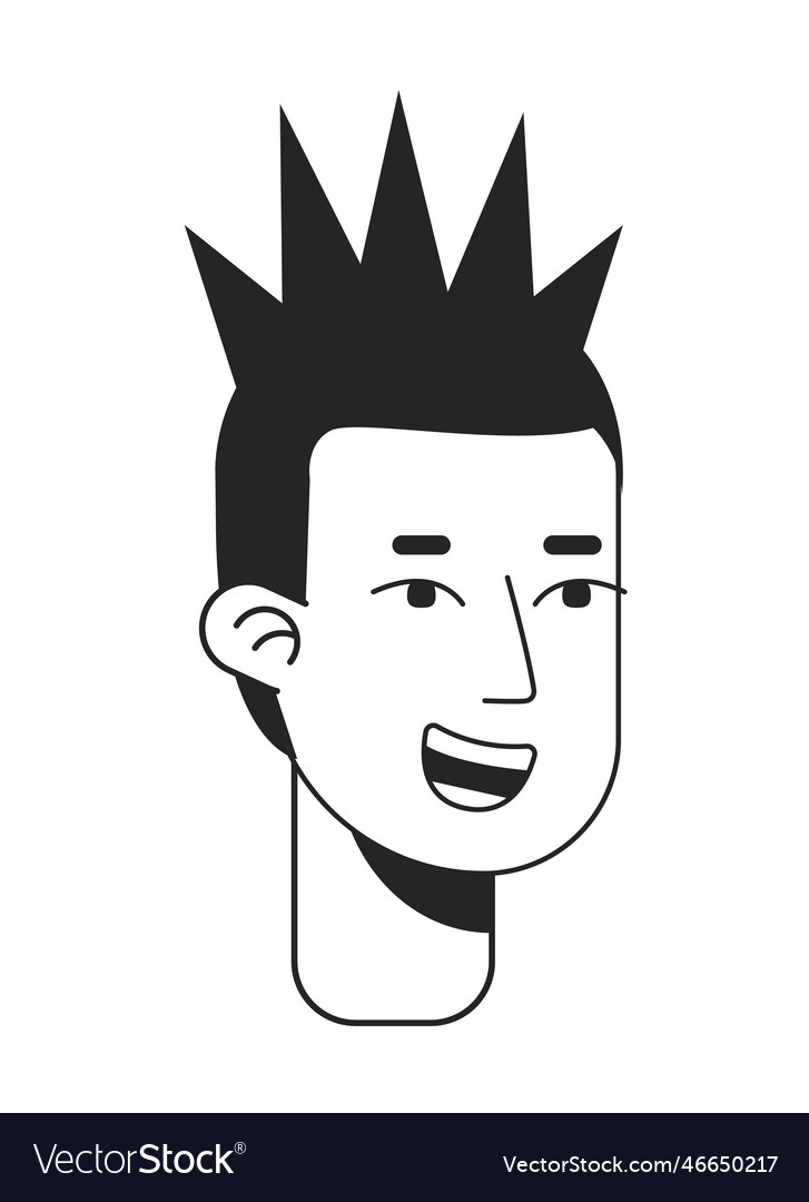 Happy young man with mohawk hair monochromatic Vector Image