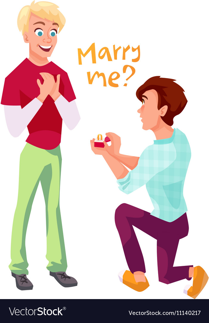 Marriage Proposal In Gay Couple Royalty Free Vector Image 1068