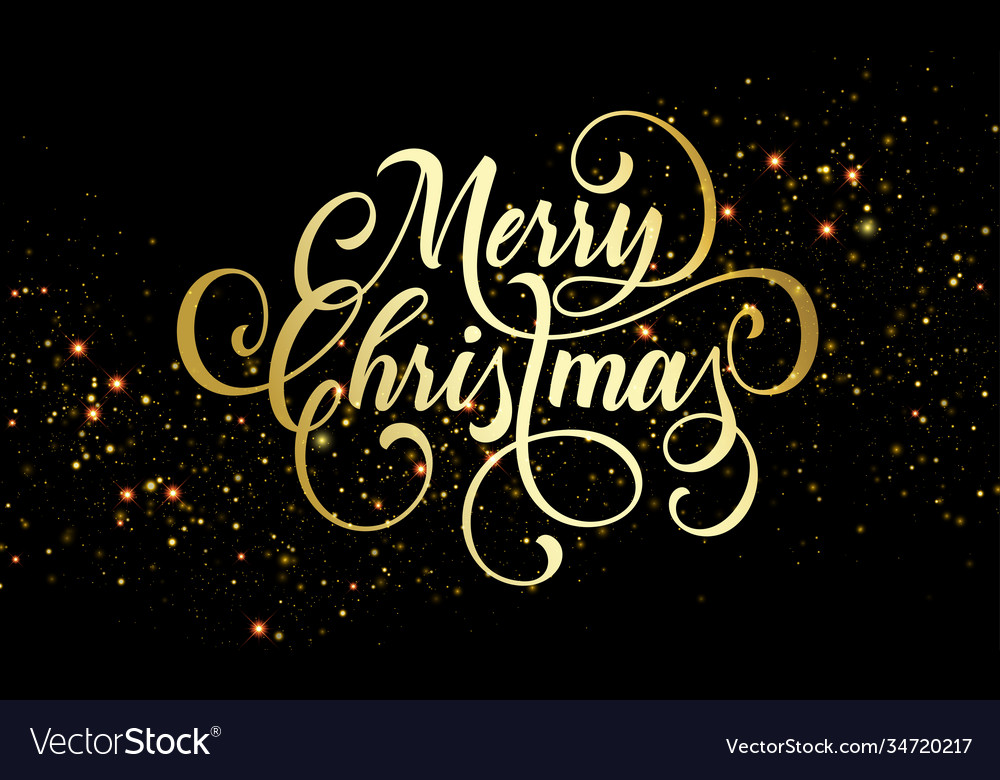 Merry christmas greeting card golden festive Vector Image