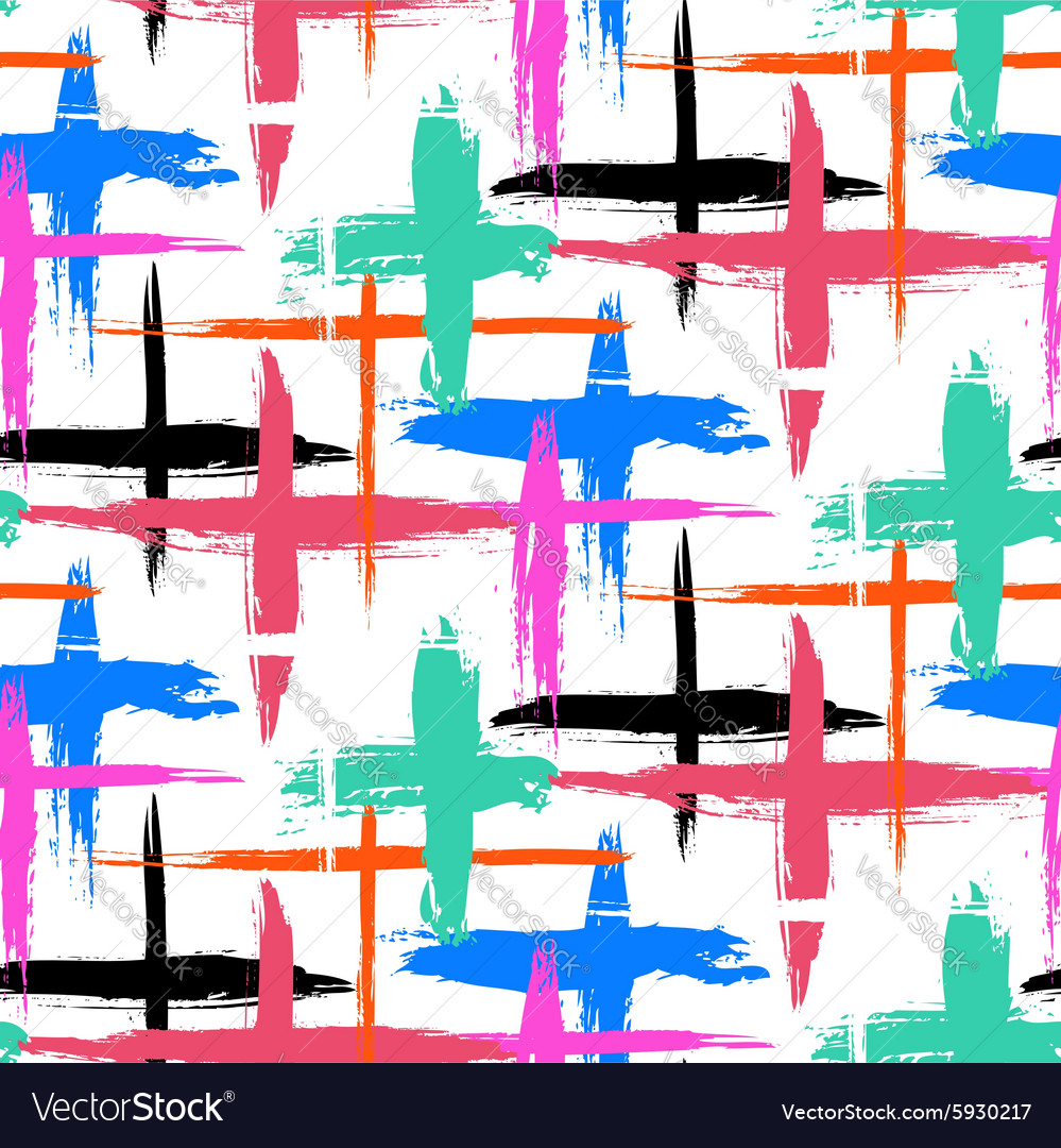 Pattern with brushstrokes and crosses Royalty Free Vector