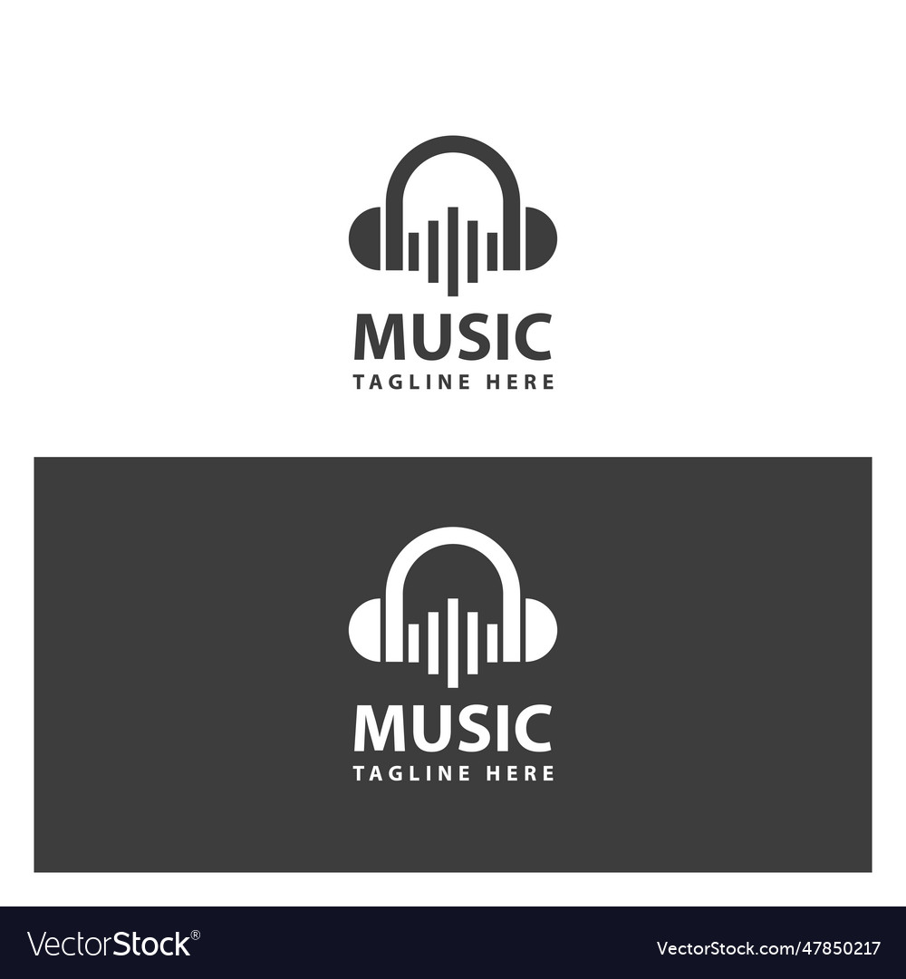 Simple headphone and equalizer music logo Vector Image