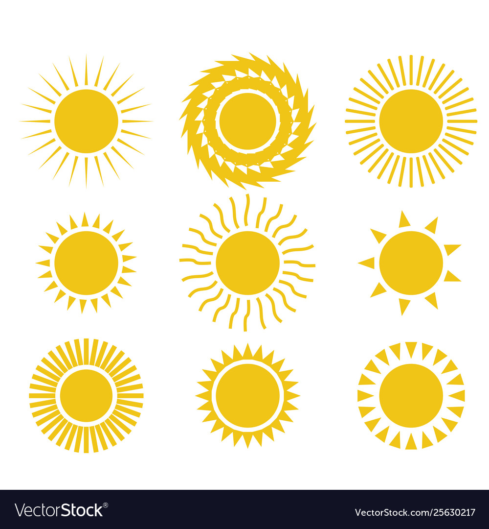 Sun icon set Royalty Free Vector Image - VectorStock