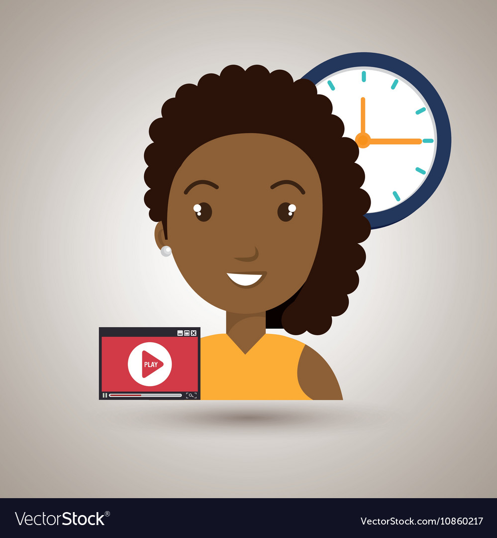 Woman cartoon video record clock Royalty Free Vector Image Woman cartoon video record clock Royalty Free Vector Image