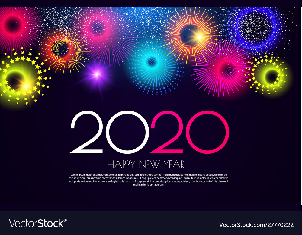 Happy new 2020 year colorful design template Vector Image