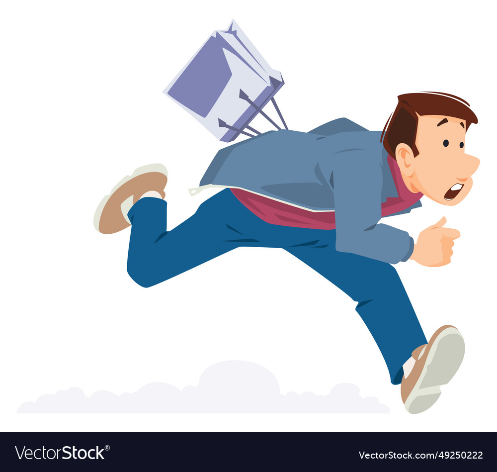 Man is running around shops for internet Vector Image