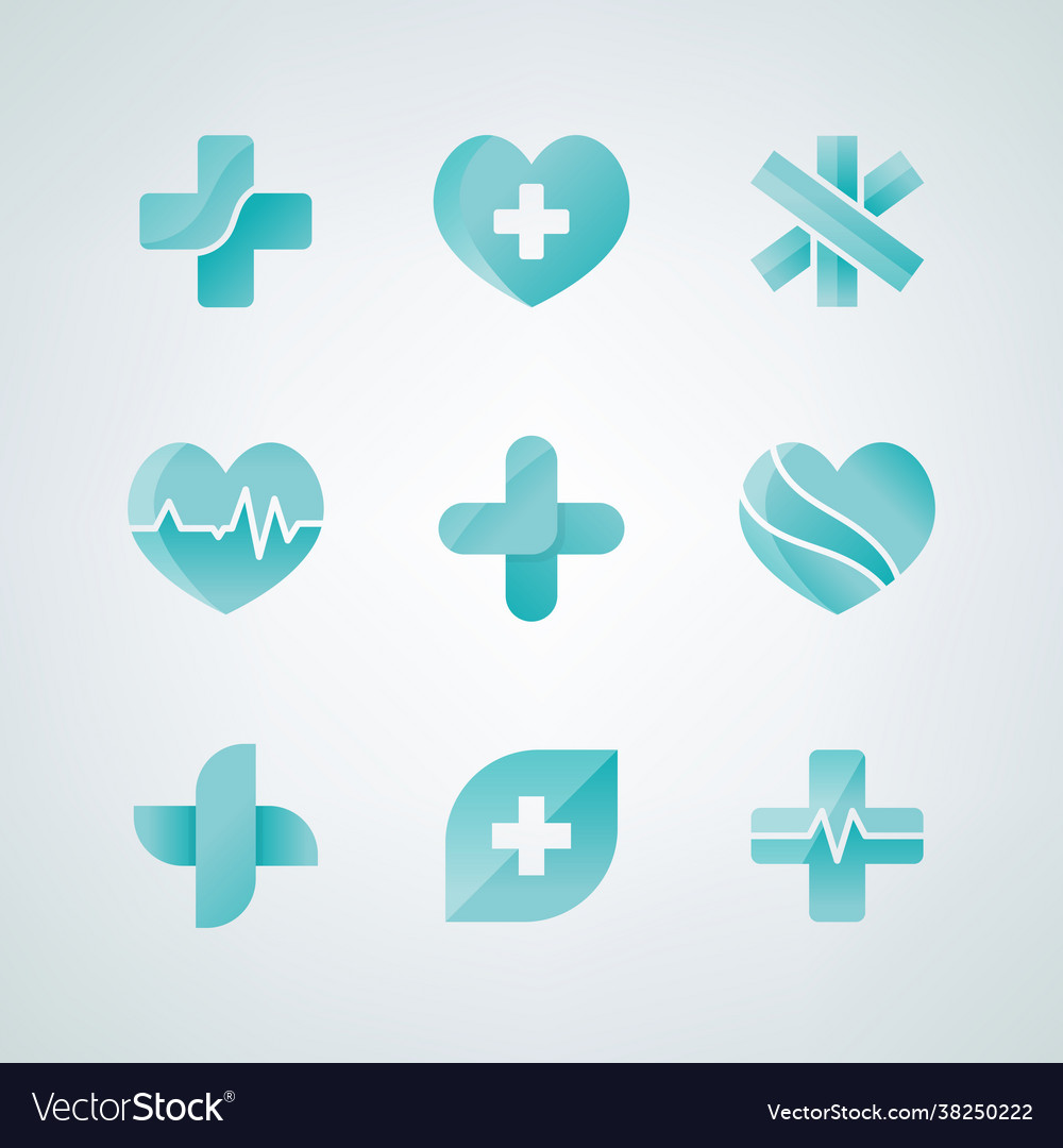 Set medical icons 3d designs Royalty Free Vector Image